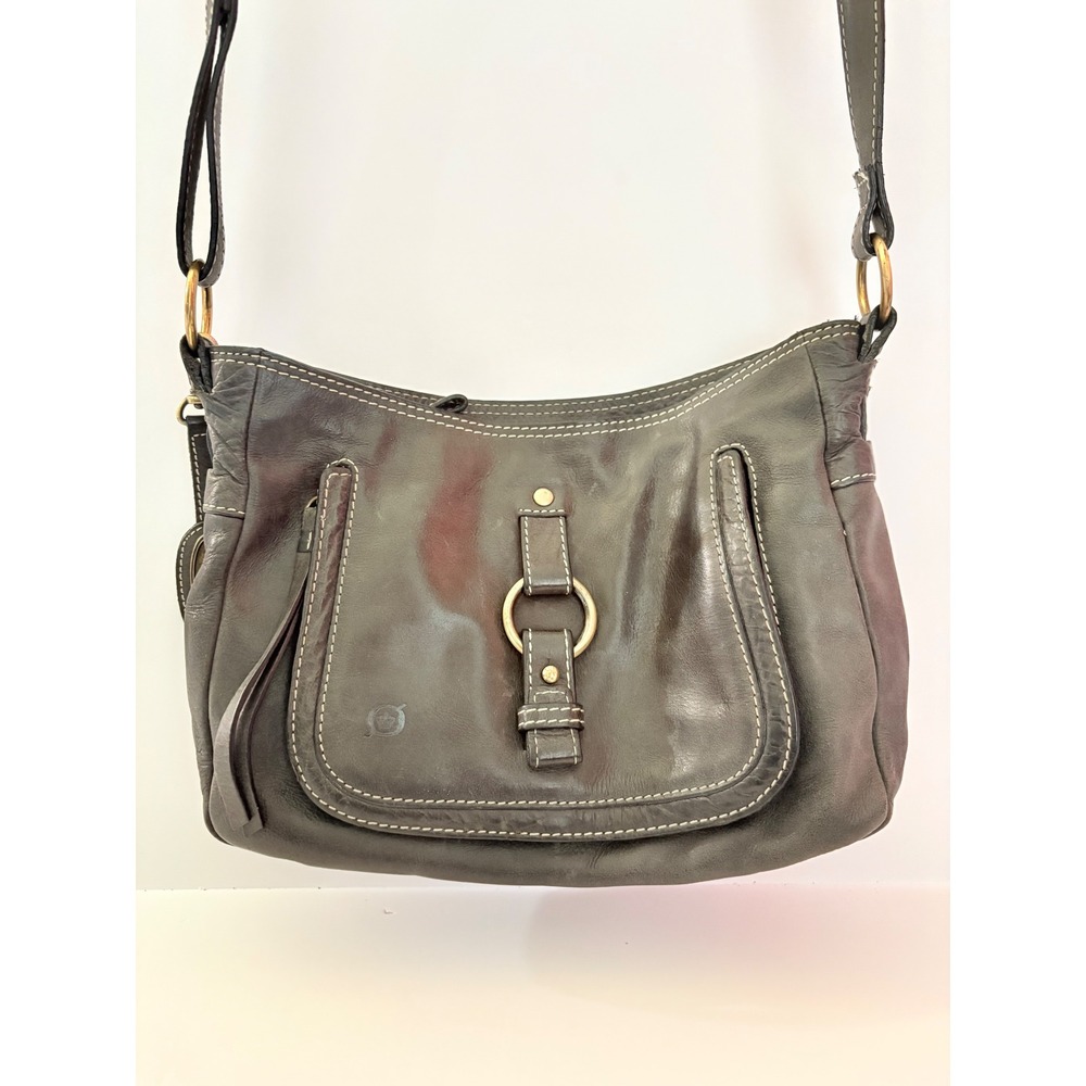 Born Crossbody Bag Womens Brown Genuine Leather Organizer Pocket Small Hook Loop - Picture 2 of 11